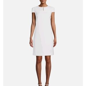 ANNE KLEIN Womens White Cap Sleeve Keyhole Short Cocktail Body Con Dress 16